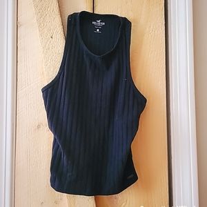 Hollister Black ribbed cropped tank